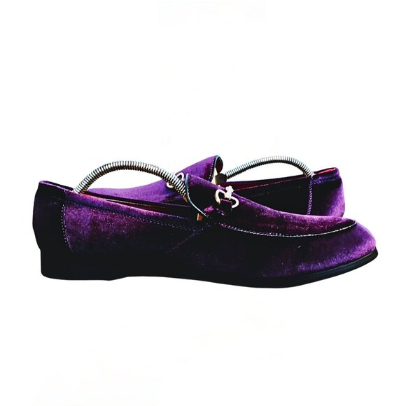 Mens Velvet Loafer Dress Shoe Size 11 Purple Gold Metal Bit Prom Evening - Picture 4 of 5